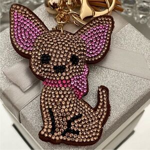 NIP CUTE CHIHUAHUA RHINESTONE BAG CHARM KEYCHAIN 💕